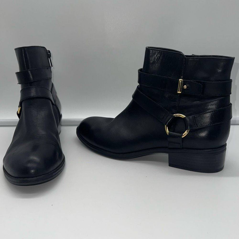 Lauren Ralph Lauren Margo Black Leather Zip Ankle Boots